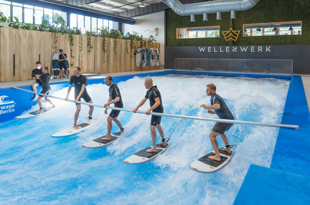 Surfer during a beginner surf course